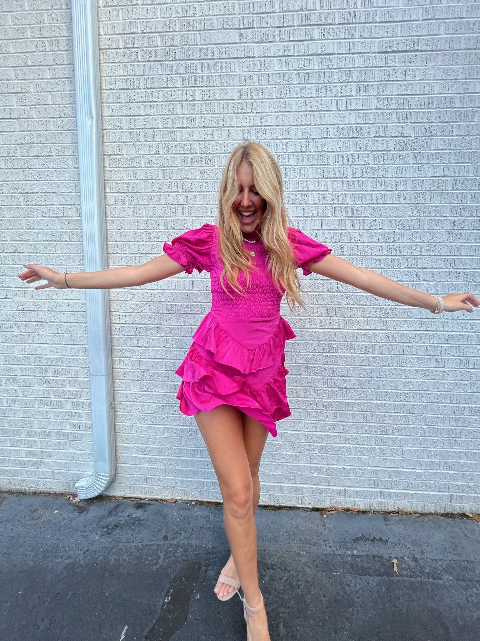 Karlie Satin Smock Tier Dress Karlie Satin Smock Tier Dress
