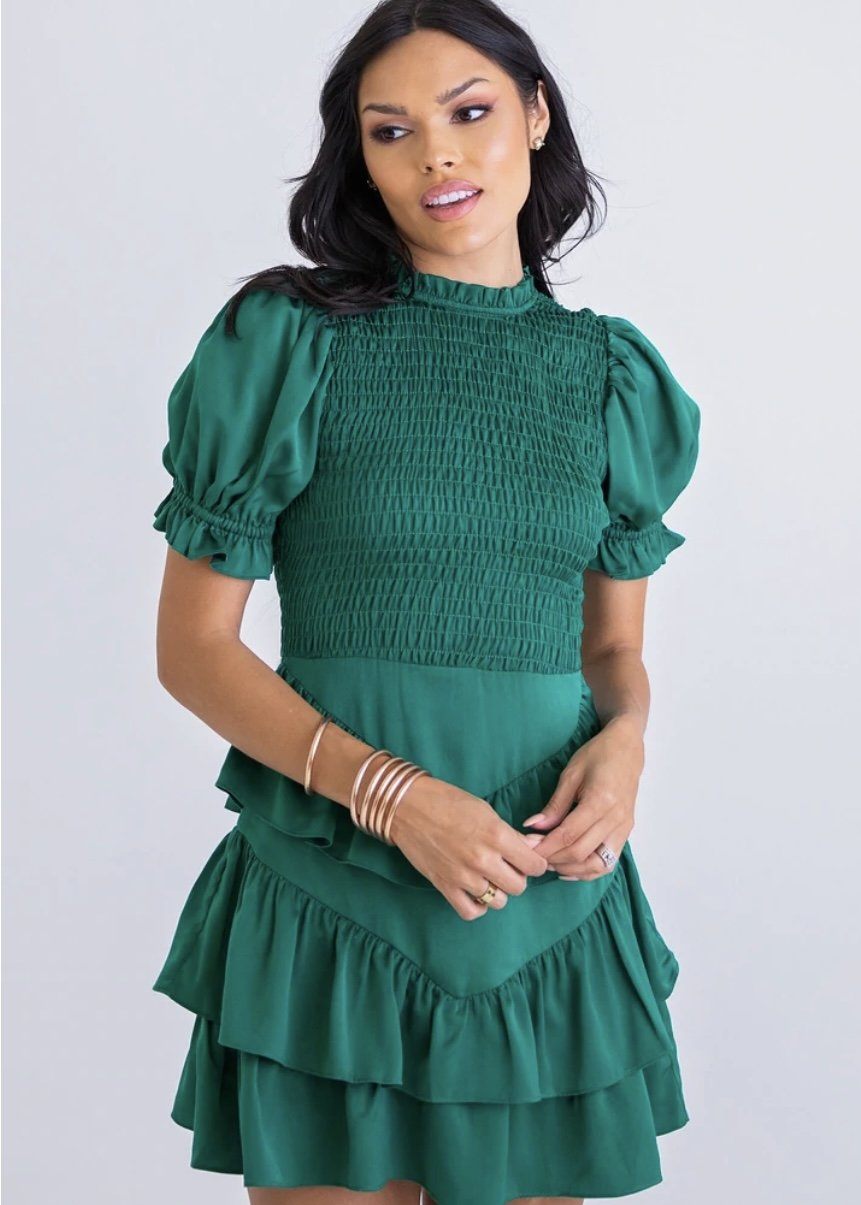 Karlie Satin Smock Tier Dress Dresses 