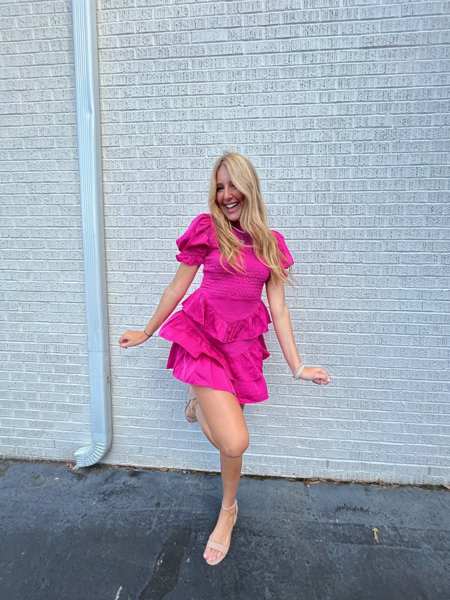 Karlie Satin Smock Tier Dress Dresses 