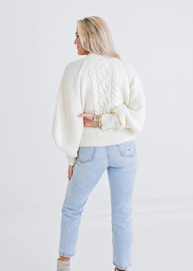 Karlie Solid Cable Knit Sweater sweater 