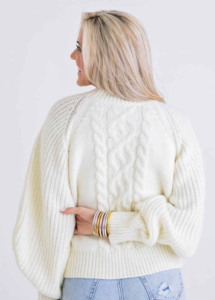 Karlie Solid Cable Knit Sweater sweater 