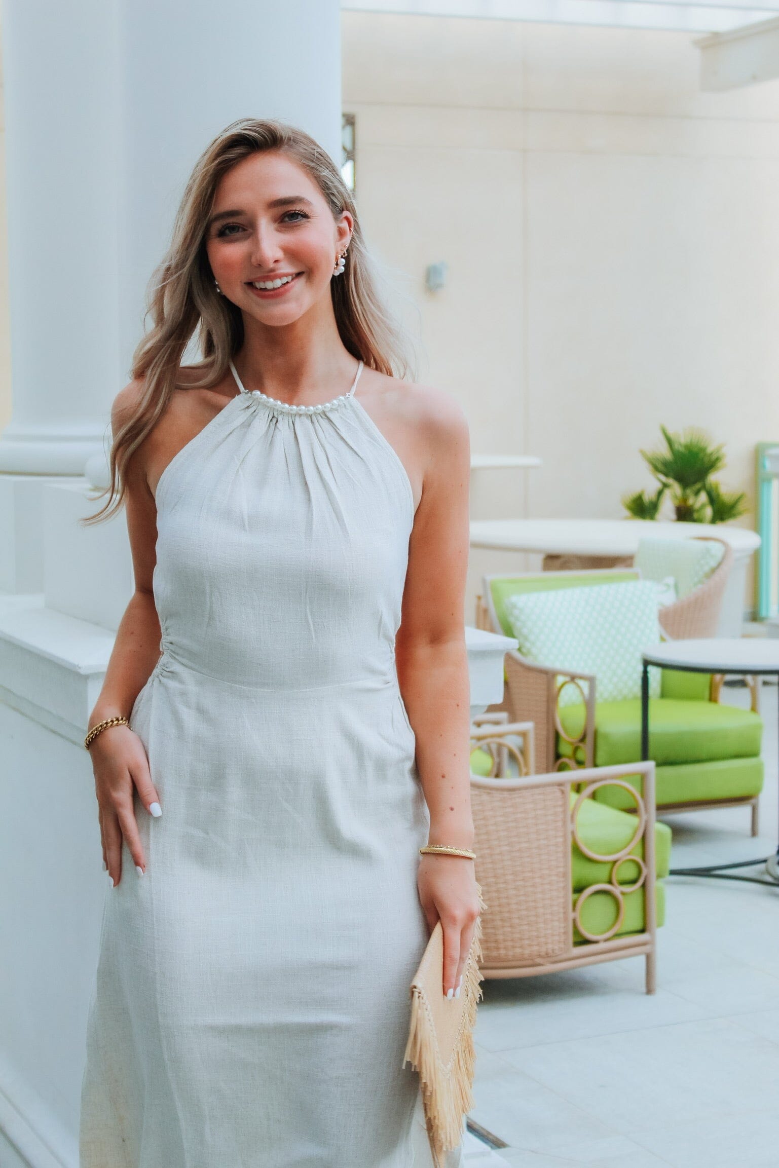 Lucy Paris Pearl Halter Dress Clothing 