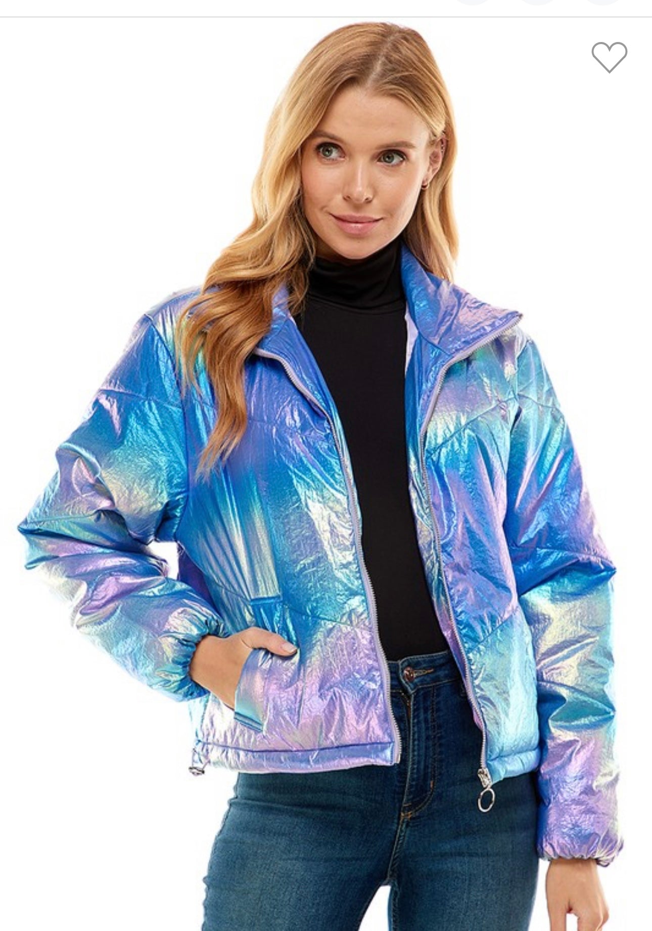 Majestic Metallic Puffer Jacket Tops 