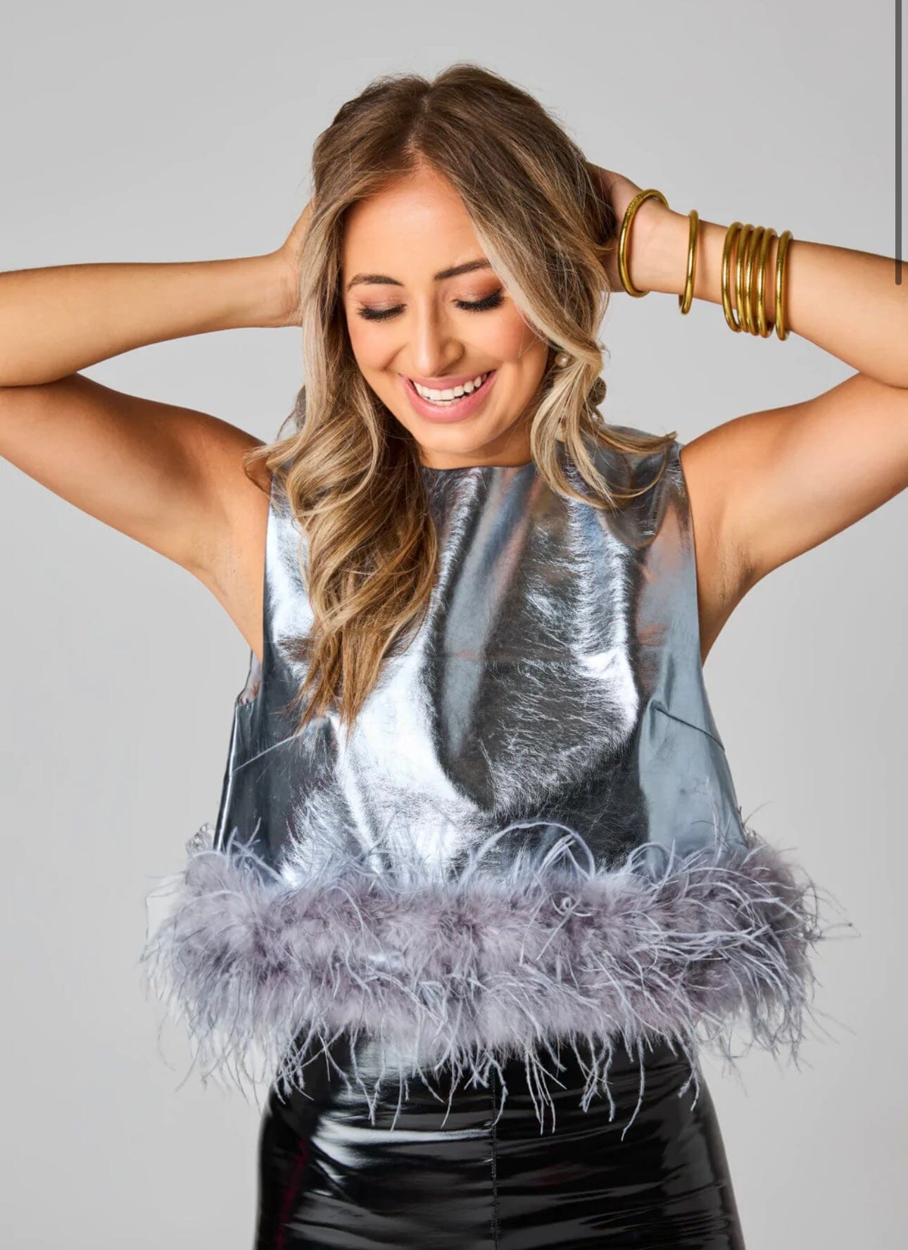 Queenie Feather Top Tops 
