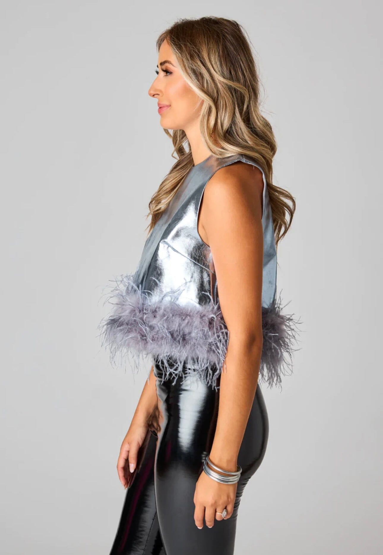 Queenie Feather Top Tops 