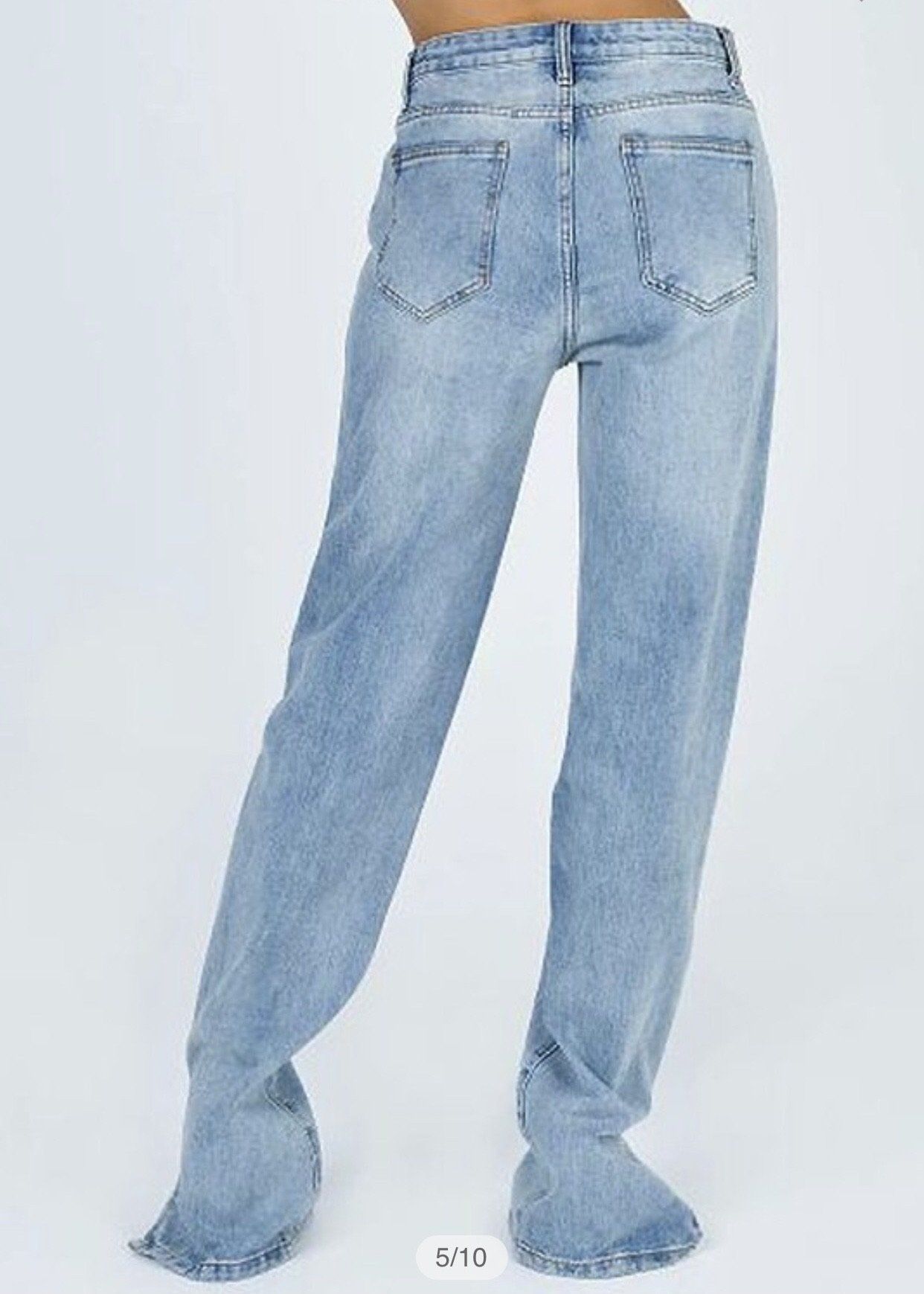 Slit Straight Leg Denim Bottoms 
