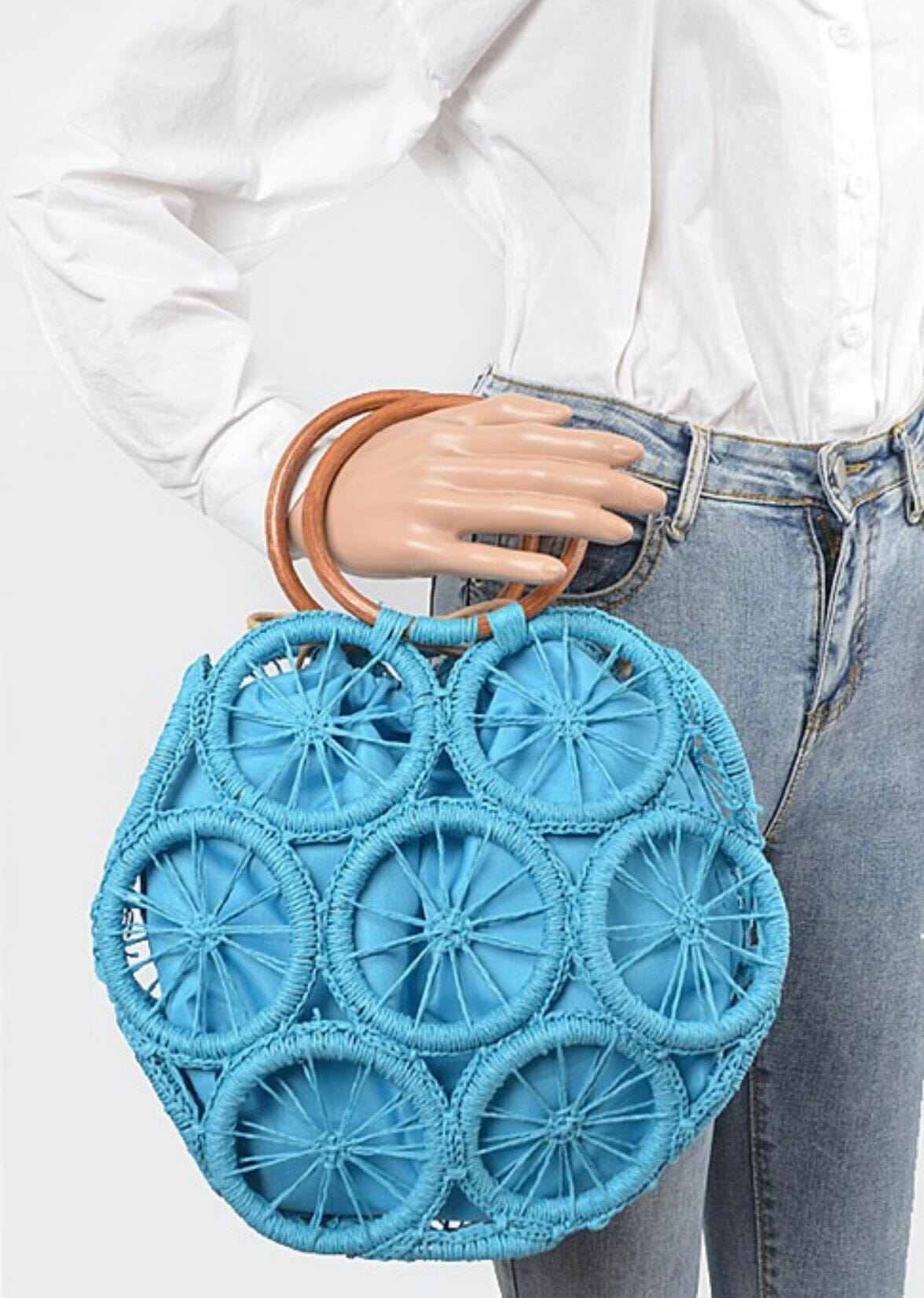 Straw Round Tote Bag Accessories 