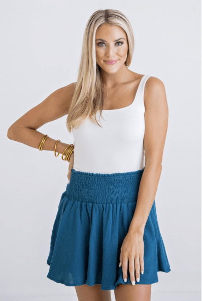Teal Karlie Smock Waist Skort Bottoms 