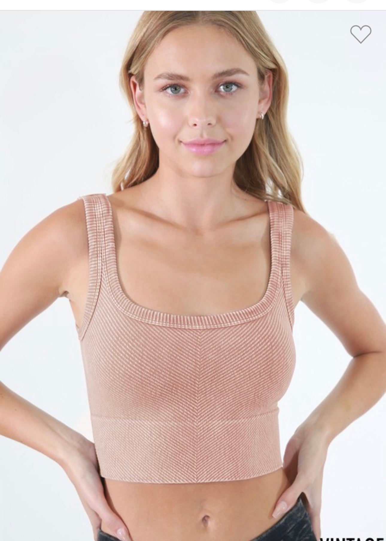 Vintage Chevron Ribbed Crop Tops 